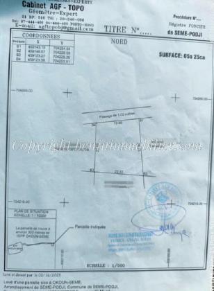 PARCELLE LOTIE ET RECASÉE À VENDRE, SÈMÉ - OKOUN