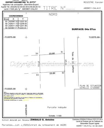 PARCELLE À VENDRE – CALAVI 