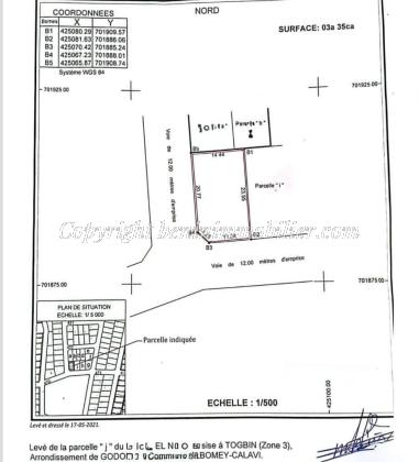 OFFRE D'UNE PARCELLE EN ANGLE DE RUE À FIDJROSSÈ TOGBIN ZONE 3_